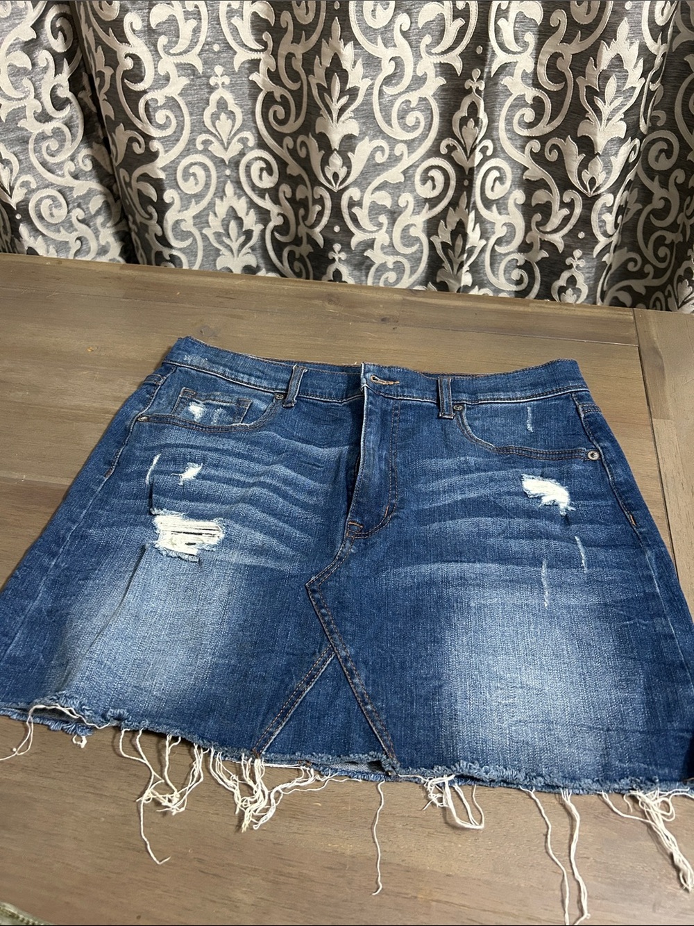 Aeropostale Blue Distressed Denim Mini Skirt